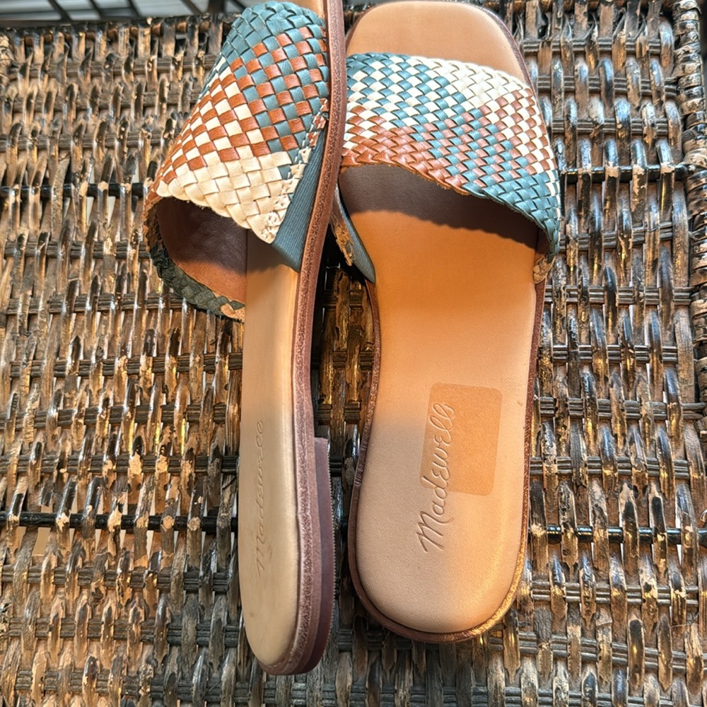 Madewell Lianne Woven Leather Multi Color Slip On Slide Sandals Size 7 - Picture 5 of 9